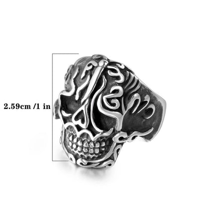 Retro Funny Punk Skull 304 Stainless Steel Polishing Halloween Men's Rings