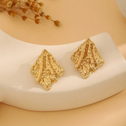 1 Pair Casual Minimalist Streetwear Waves Heart Shape Flower Plating 304 Stainless Steel Ear Studs