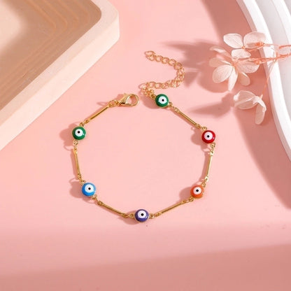 Copper Vacation Minimalist Plating Geometric Devil's Eye Bracelets Anklet Necklace