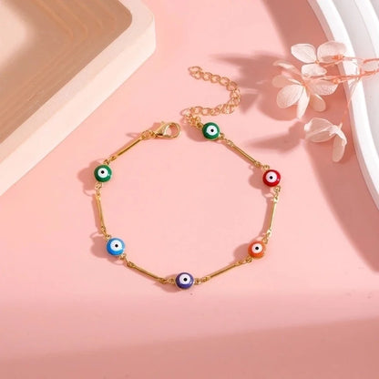 Copper Vacation Minimalist Plating Geometric Devil's Eye Bracelets Anklet Necklace