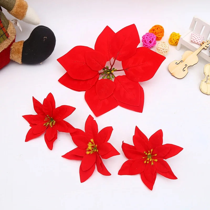 Simulation Christmas Flower Christmas Decoration Poinsettia Fake Flower AliExpress Artificial Flower Christmas Tree Decorations