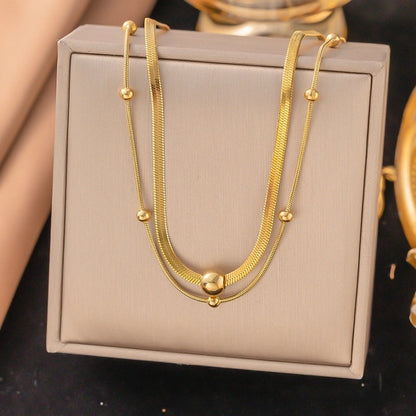 Sweet Round Solid Color Bow Knot Titanium Steel Zircon Inlay Bracelets Anklet Necklace