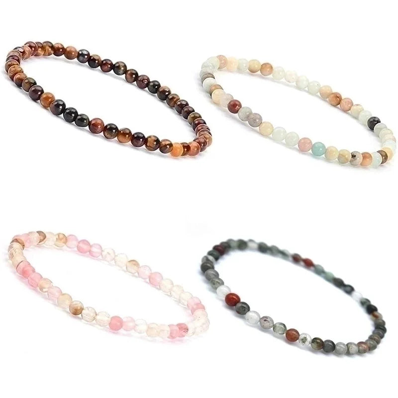 1 Piece Minimalist Round Natural Stone Beaded Bracelets