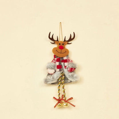 2 Pieces Christmas Bell Hanging Ornaments Santa Claus Elk Snowman Bear Accessories Series Christmas Tree Decoration Fabric