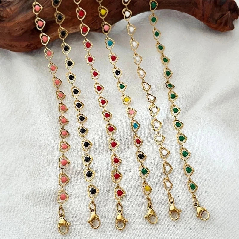 Titanium Steel Minimalist Classic Style Inlay Heart Shape Turquoise Bracelets