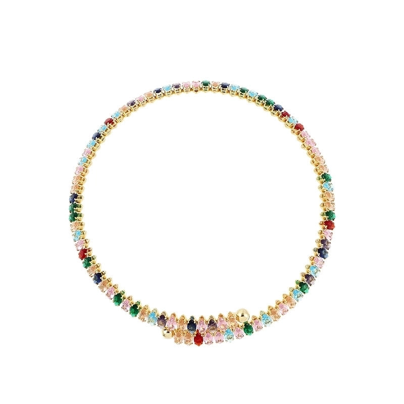 Minimalist Round Copper Inlay Zircon Bracelets Necklace