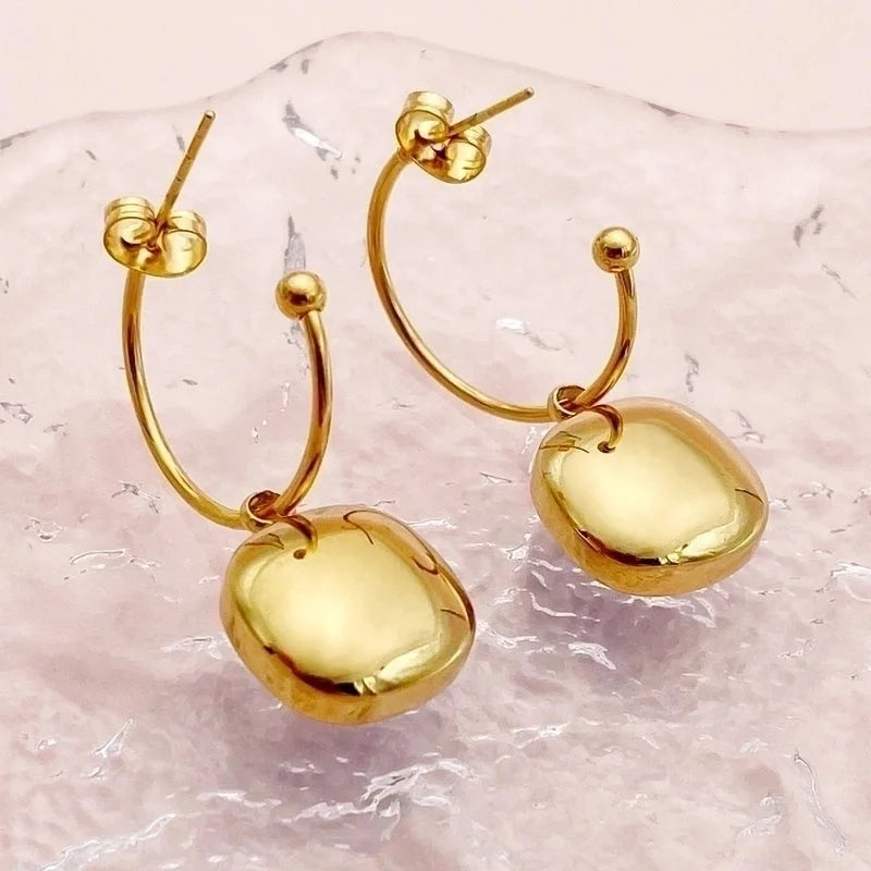 1 Pair Elegant Lady Sweet Square Polishing Plating Inlay 304 Stainless Steel Zircon 14K Gold Plated Drop Earrings