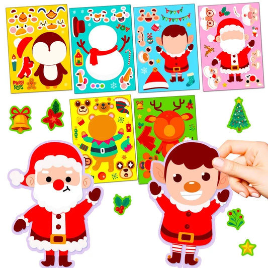 6 Pieces Santa Claus Learning School Christmas PVC Cute Stickers