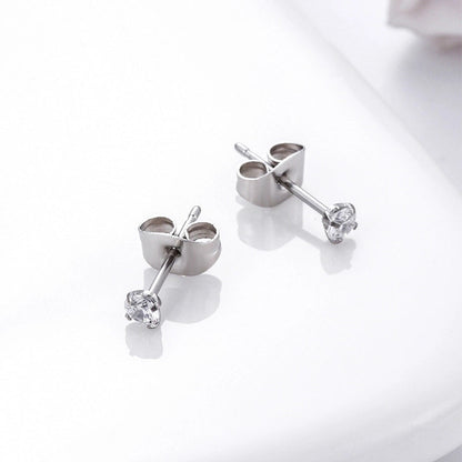 1 Pair Ear Cartilage Rings & Studs Minimalist Round 316L Stainless Steel Inlaid Zircon