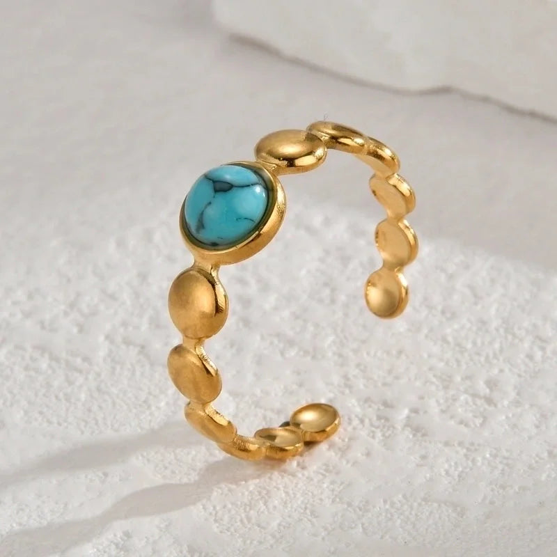 Elegant Glittery 304 Stainless Steel 14K Gold Plated Plating Rings