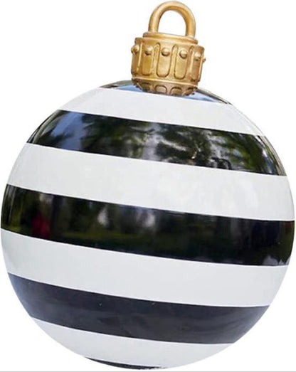 2 Pieces Christmas Decoration Balloon 60cm Outdoor Fun Festive Atmosphere Printed Pvc Inflatable Christmas Ball Craft Ornament