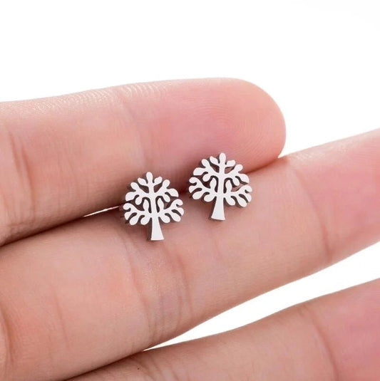 1 Pair Japanese Style Minimalist Tree Polishing Plating 304 Stainless Steel 18K Gold Plated Ear Studs