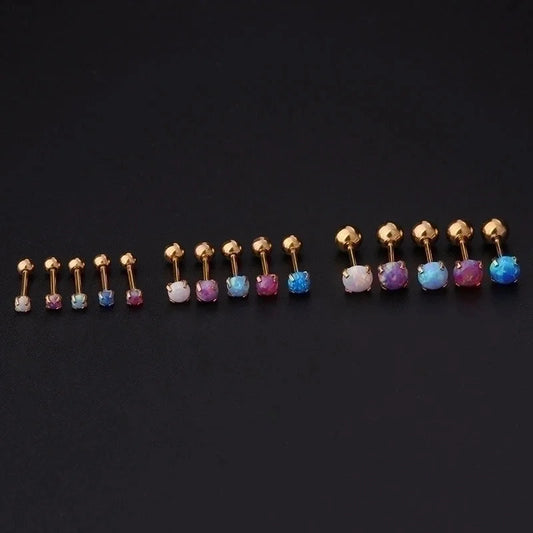 Ear Cartilage Rings & Studs Geometric 316L Stainless Steel Plating Artificial Gemstones