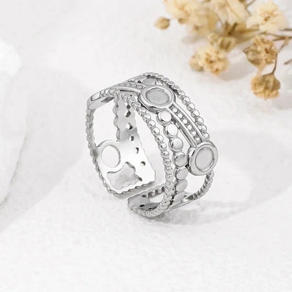 2 Pieces 304 Stainless Steel 18K Gold Plated Beach Minimalist Plating Cross Simple Lines Rings