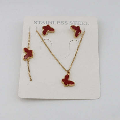 3 Pieces Casual Sweet Classic Style Butterfly 304 Stainless Steel Gold Plated Bracelets Earrings Necklace