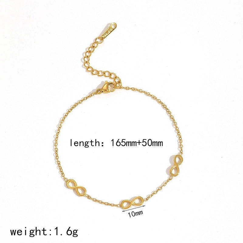 Minimalist Classic Style Solid Color 304 Stainless Steel Zircon 18K Gold Plated Plating Bracelets Anklet