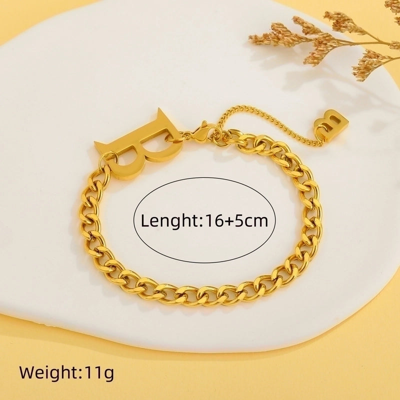 5 Pieces Streetwear Solid Color Titanium Steel 18K Gold Plated Bracelets In Bulk