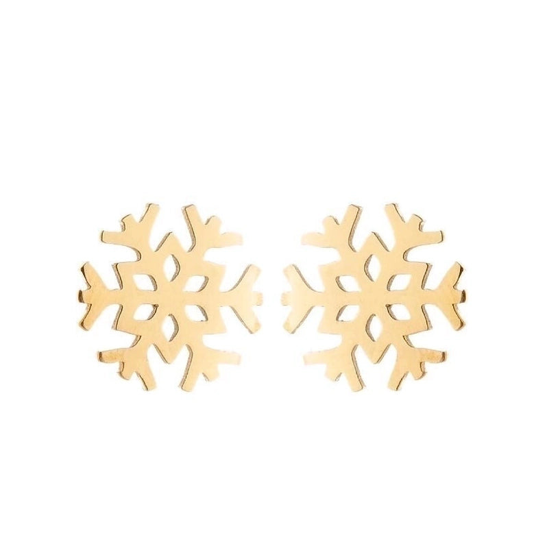 1 Pair Fashion Snowflake Plating 304 Stainless Steel 18K Gold Plated Ear Studs