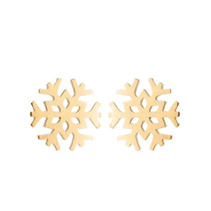 1 Pair Fashion Snowflake Plating 304 Stainless Steel 18K Gold Plated Ear Studs