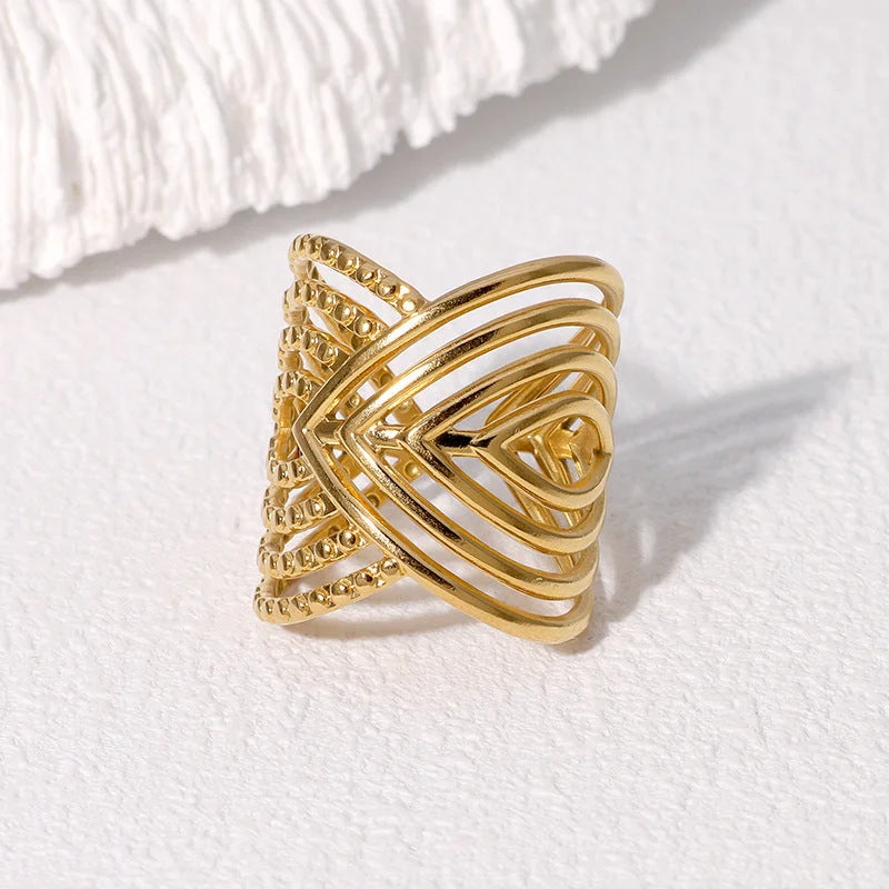 Stripe Geometric Stainless Steel Electroplating Rings