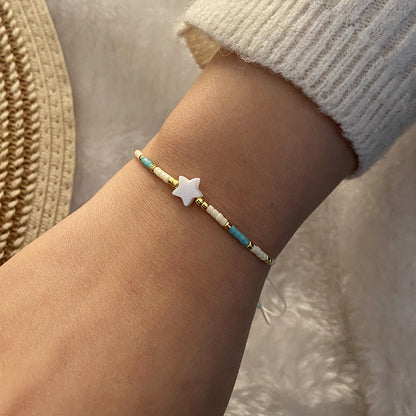 Women Pentagram Star Shell Knitting Bracelets