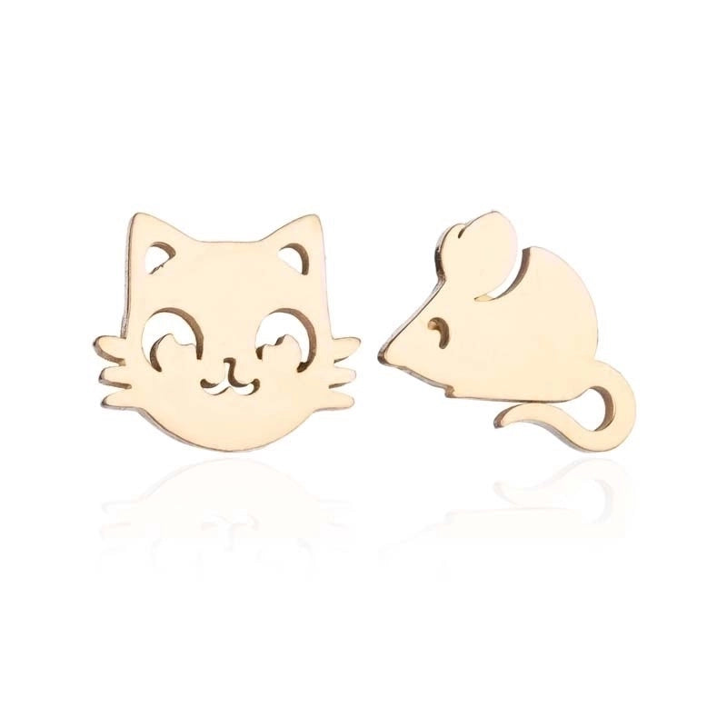 Minimalist Dog Cat Plating 304 Stainless Steel Stainless Steel Earrings