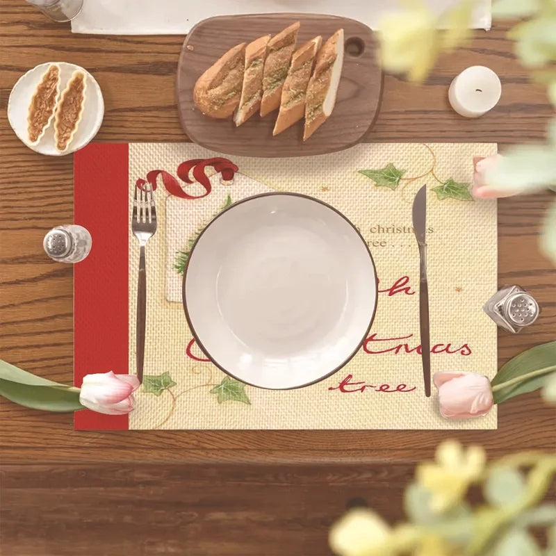 Christmas Nordic Style Christmas Tree Bow Knot Snowflake Linen Cotton And Linen Placemat