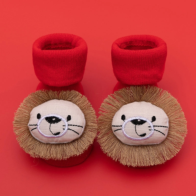 New Newborn Baby Socks Autumn And Winter A Cotton Red Terry Fleece-lined Thickened Non-slip Baby Christmas Floor Socks 1