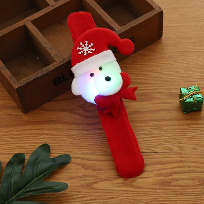 Luminous Style Christmas Small Gifts For Children Christmas Creative Gift With Lights Old Man Snowman Slap Bracelet Pop Bracelet