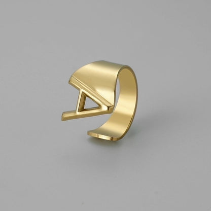 Ins Style Letter Titanium Steel Plating Open Ring