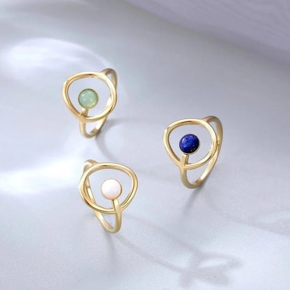 Fashion Geometric 304 Stainless Steel Opal Gold Plated Plating Rings