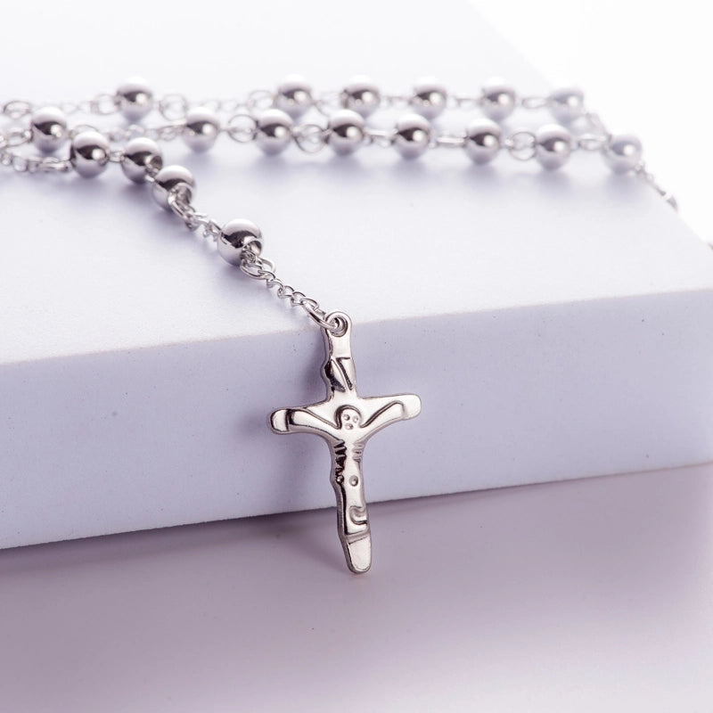 Classical Christmas Classic Style Cross 304 Stainless Steel Beaded Plating Christmas Easter Unisex Pendant Necklace
