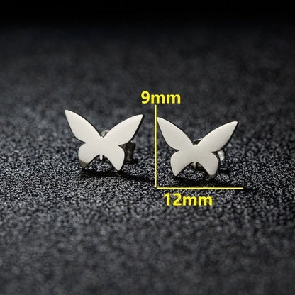 1 Pair Sweet Minimalist Artistic Heart Shape Butterfly Polishing 304 Stainless Steel 18K Gold Plated Ear Studs