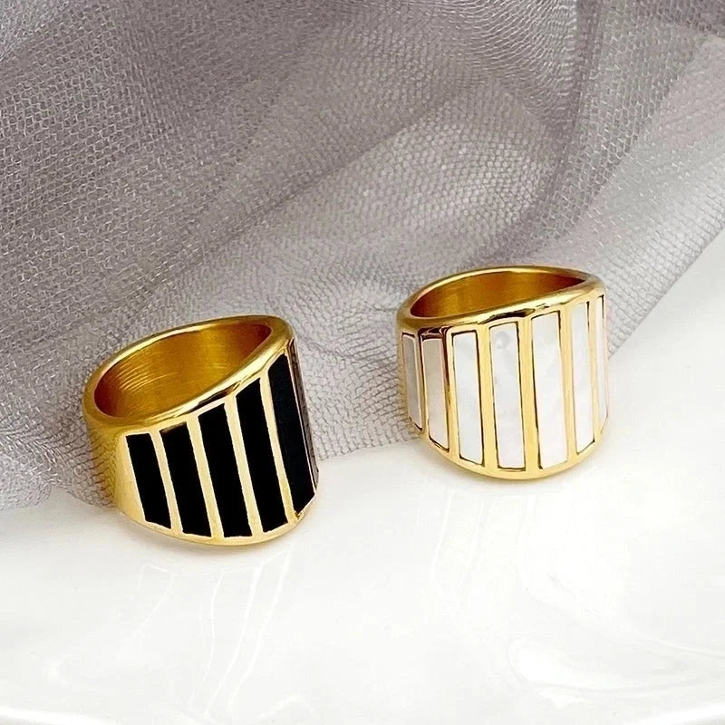 304 Stainless Steel Gold Plated Elegant Retro Minimalist Plating Geometric Shell Rings