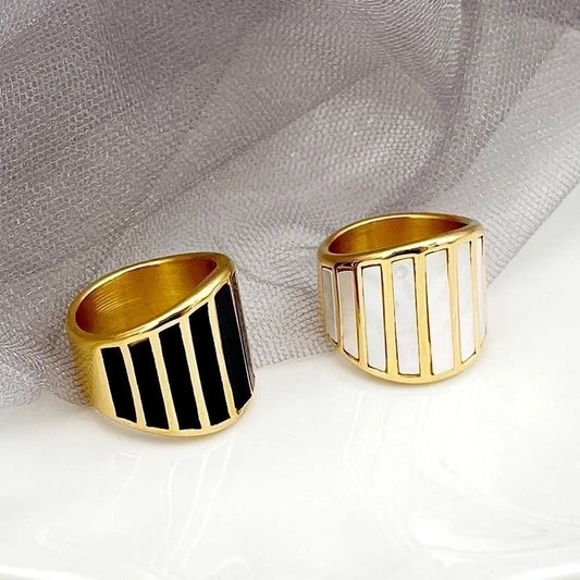 304 Stainless Steel Gold Plated Elegant Retro Minimalist Plating Geometric Shell Rings