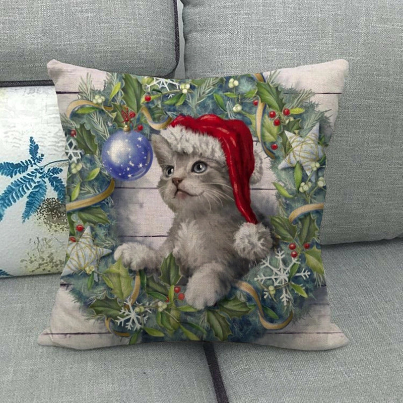 Christmas Nordic Style Modern Style Classic Style Christmas Tree Santa Claus Dog Linen Pillow Cases Couch & Sofa Decor