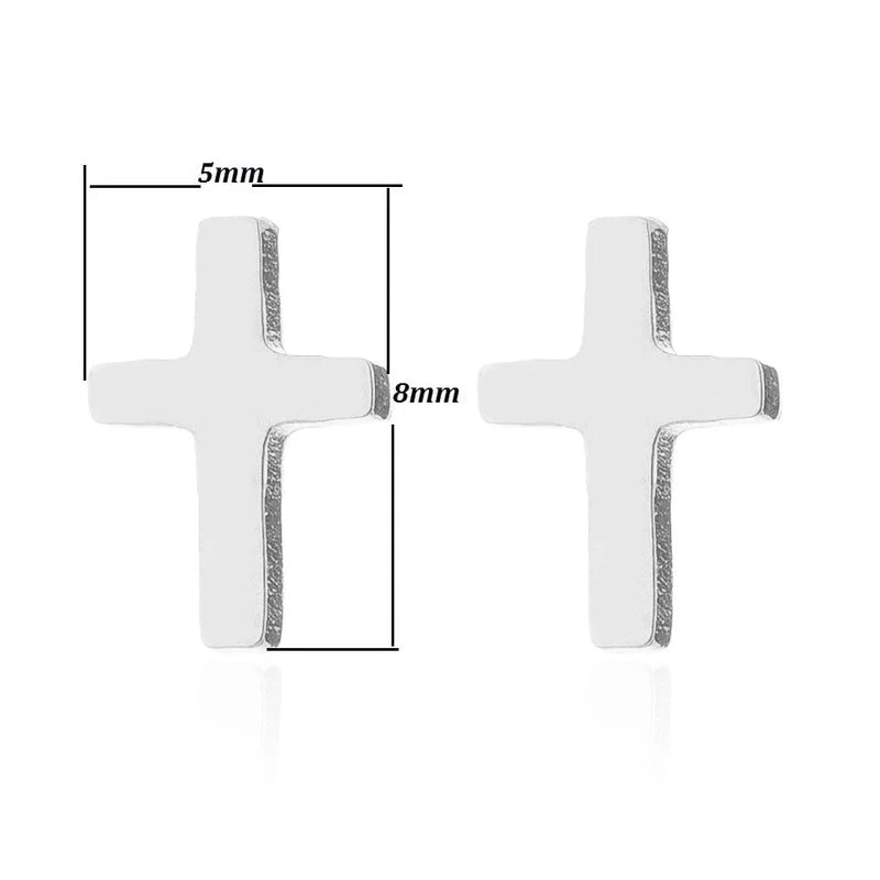 1 Pair Minimalist Cross Plating 304 Stainless Steel 18K Gold Plated Ear Studs