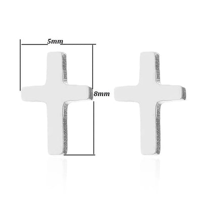 1 Pair Minimalist Cross Plating 304 Stainless Steel 18K Gold Plated Ear Studs
