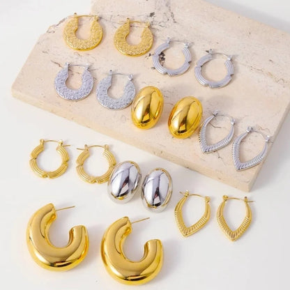 1 Pair Minimalist Geometric 304 Stainless Steel 18K Gold Plated Earrings