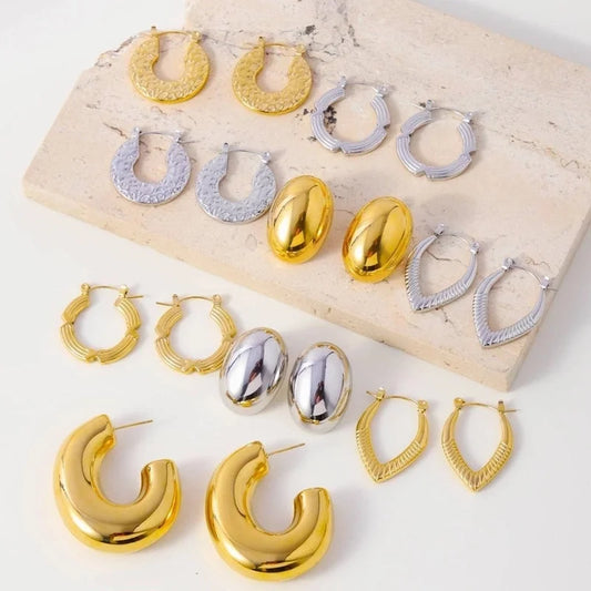 1 Pair Minimalist Geometric 304 Stainless Steel 18K Gold Plated Earrings