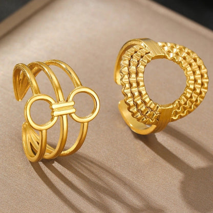 Exaggerated Minimalist Geometric 304 Stainless Steel Gold Plated Plating Open Rings