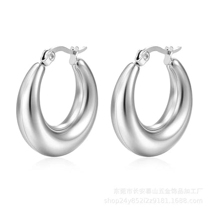 1 Pair Fashion Solid Color Plating 304 Stainless Steel 18K Gold Plated Earrings