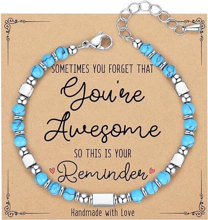 Minimalist Classic Style Round 304 Stainless Steel Natural Stone Bracelets In Bulk