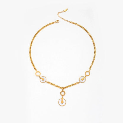 Minimalist Geometric Round Titanium Steel Fritillary Plating Inlay Bracelets Necklace