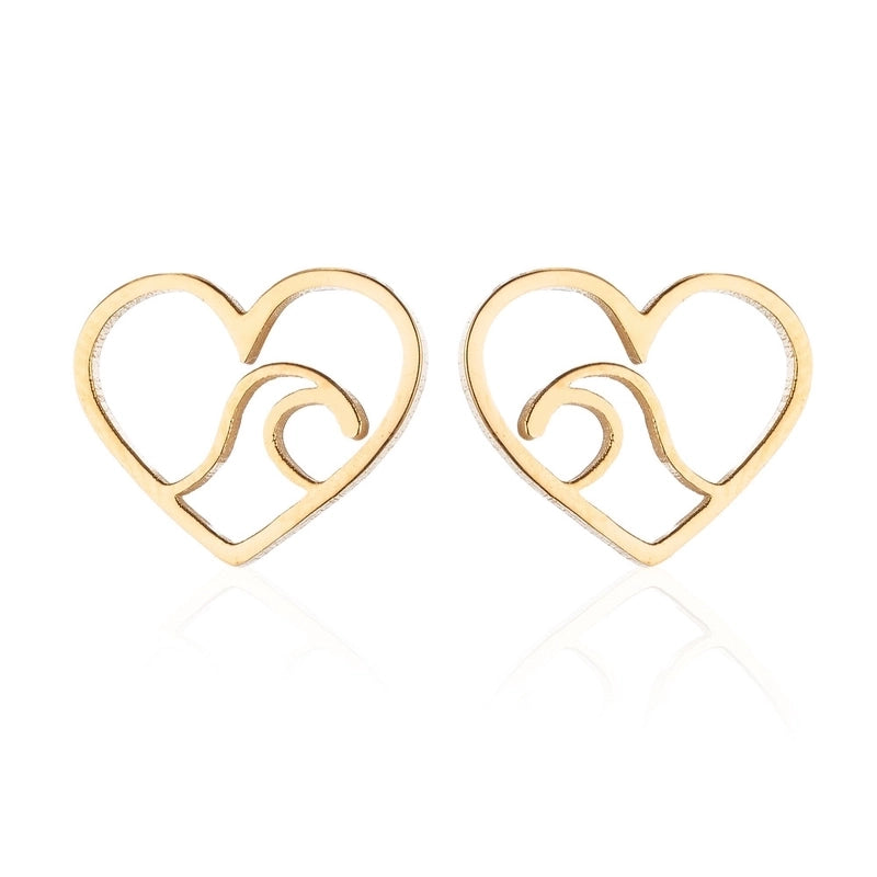 Minimalist Christmas Tree Heart Shape Elk Stainless Steel Plating Hollow Out Ear Studs 1 Pair