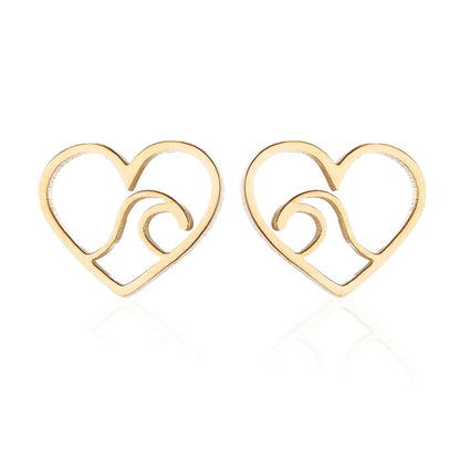 Minimalist Christmas Tree Heart Shape Elk Stainless Steel Plating Hollow Out Ear Studs 1 Pair