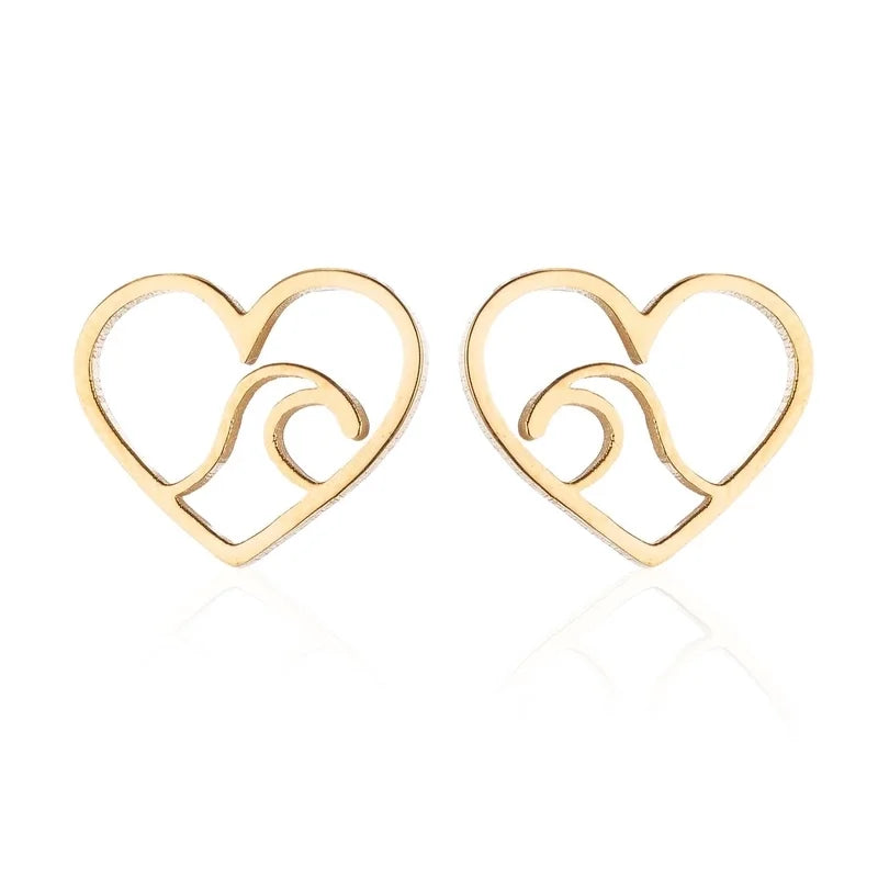 Minimalist Christmas Tree Heart Shape Elk Stainless Steel Plating Hollow Out Ear Studs 1 Pair