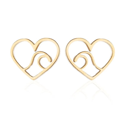 Minimalist Christmas Tree Heart Shape Elk Stainless Steel Plating Hollow Out Ear Studs 1 Pair