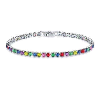 Copper Rhodium Plated Classic Style Inlay Geometric Zircon Bracelets