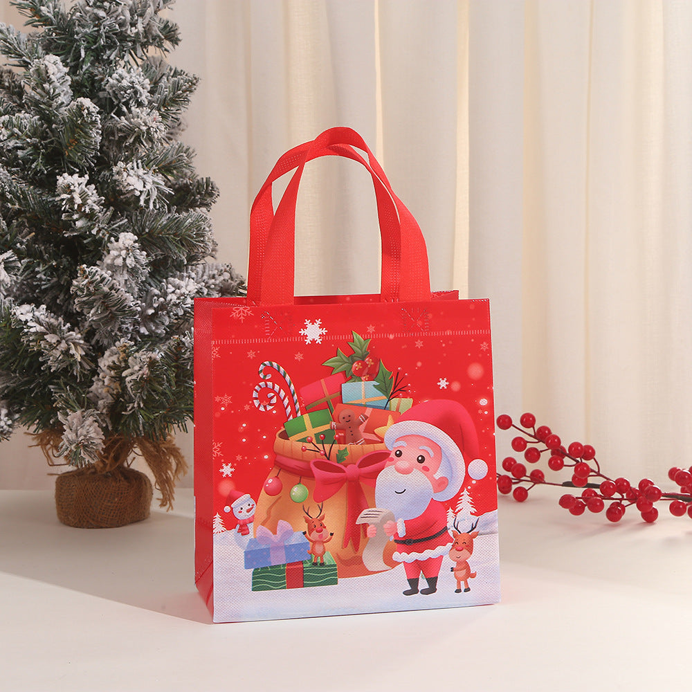 6 Pieces Christmas Gift Bag Children's Candy Gift Bag Non-woven Bag Cartoon Dirty-resistant Bag Christmas Handbag